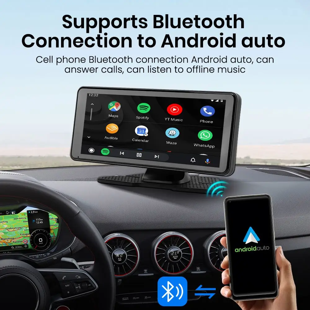 6.86 Inch Wireless CarPlay Monitor IPS Screen Android Auto Touch Screen WIFI FM BT 5.0 Rearview Dash Cam Multimedia Player AUX
