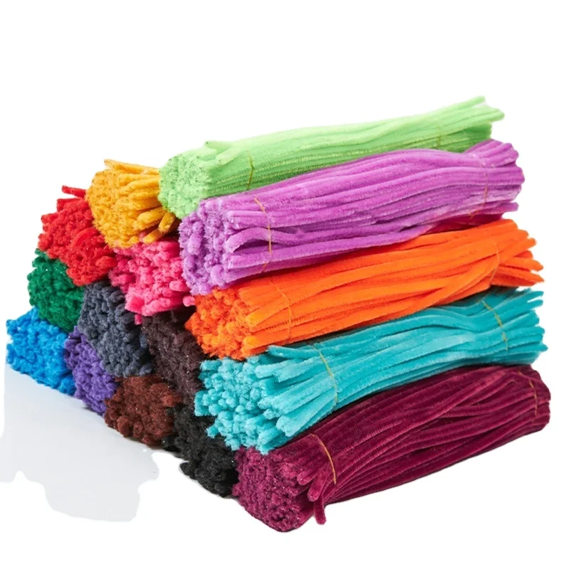 Colorful Pipe Cleaners Plush Chenille Stem 6mm x 12inch Kids Educational Toy for DIY Crafts Decorations