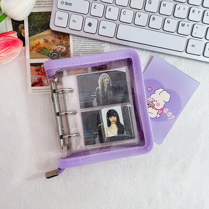 Promotion Transparent PVC Material A8 3 Ring Binder With Zipper Mini - Store Small Cards Binder Photo Album