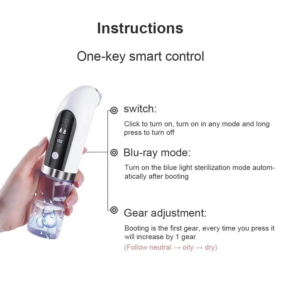 2022 Hot Sale White Beauty Face Acne Blackhead Removal Household Visual Pore Cleaner Black Head Meter