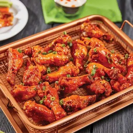 High Quality Copper Crisper Tray Non Stick Cookie Sheet Tray And Air Fry Mesh Basket Set