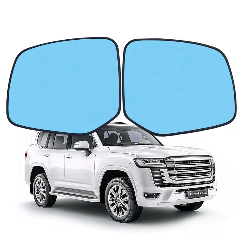 1 pair Side rearview mirror blue glass lens For Toyota Land Cruiser 300 LC300 2022 Wide angle view anti glare car door mirrors