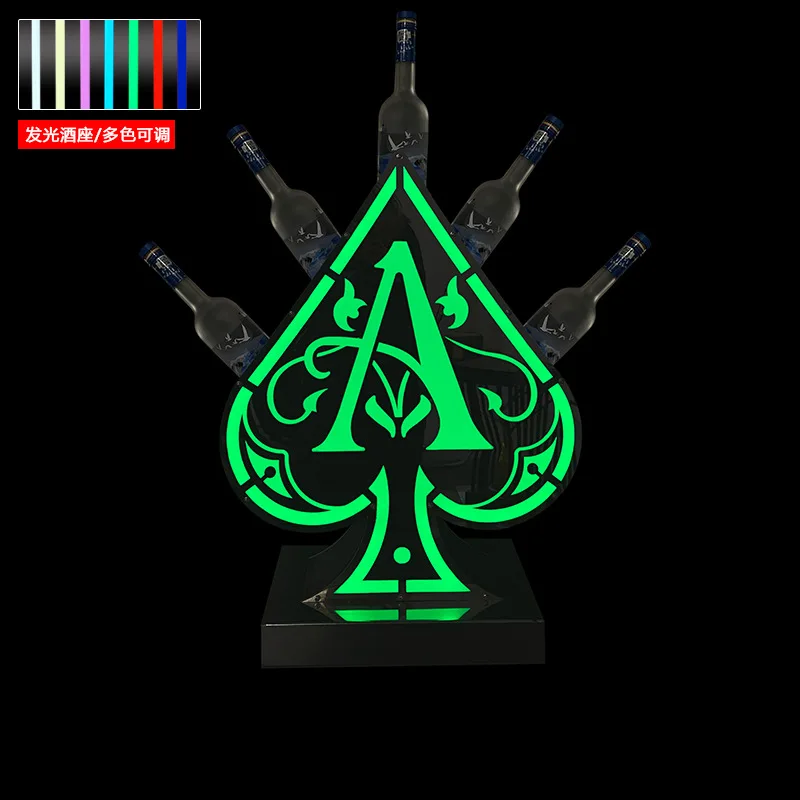 5 in 1 LED metal ace of spade VIP bottle service presenter glorifiers display for liquor vodka wine tequila champagne
