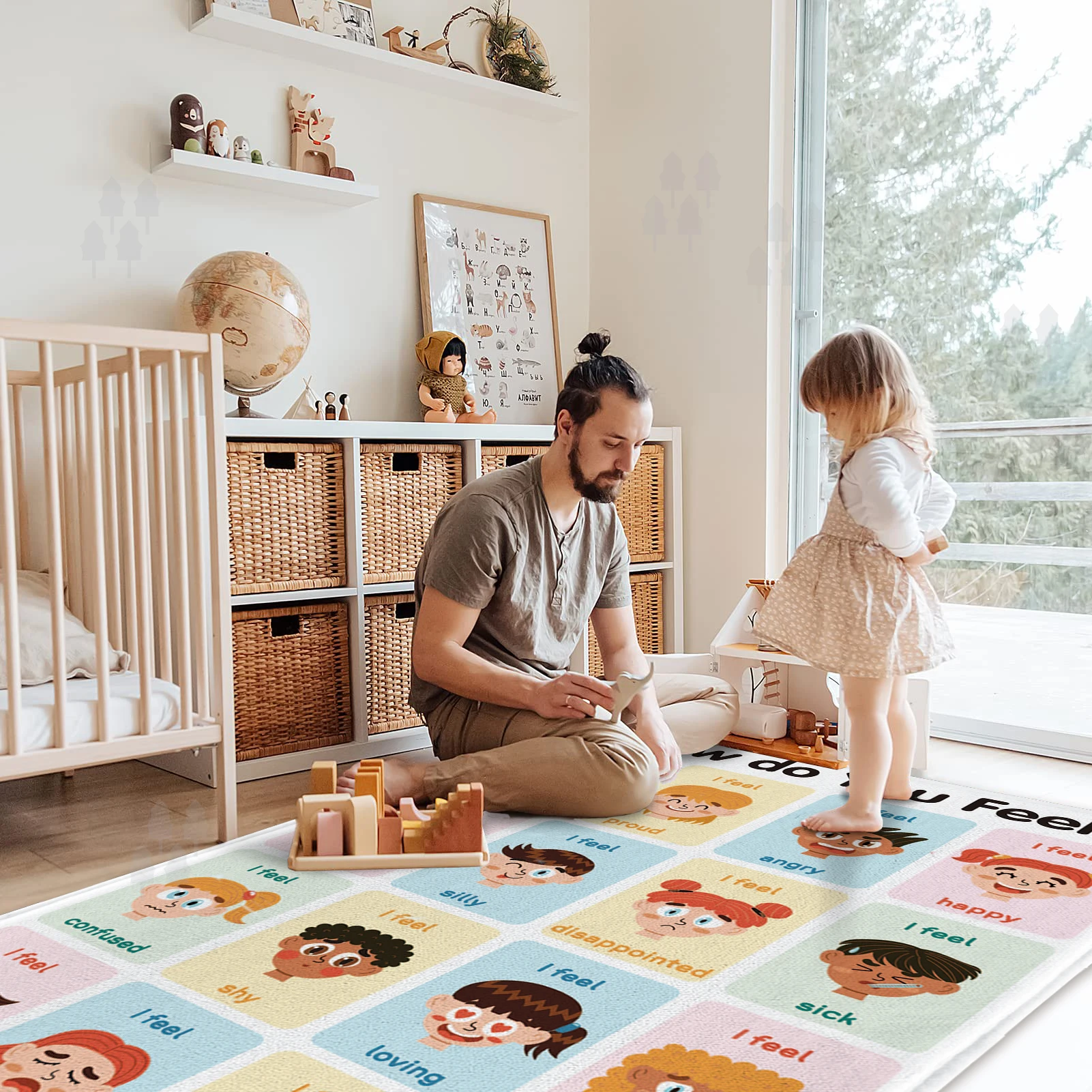 Kids Joy Carpets Face Expressions Large Children Feelings Floor Rug Safe Game Play Mat