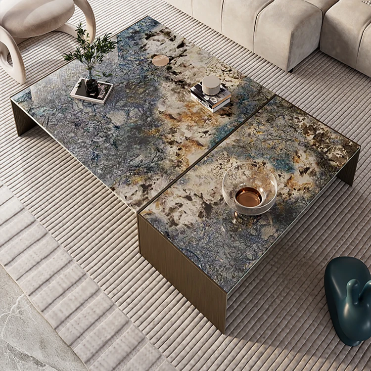 Contemporary design 2 Square tables Bronze metal antique stainless steel coffee table modern luxurious