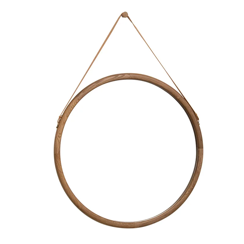 Decorative Mirror with Wood Frame Hanging Mirror with Rope