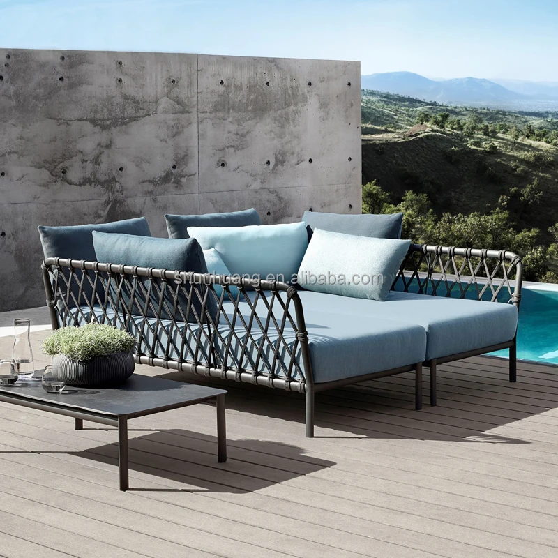 Лучший роскошный патио Шезлонг шезлонги мебель открытый пляж у бассейна с алюминиевым каркасом шезлонг и боковой стол