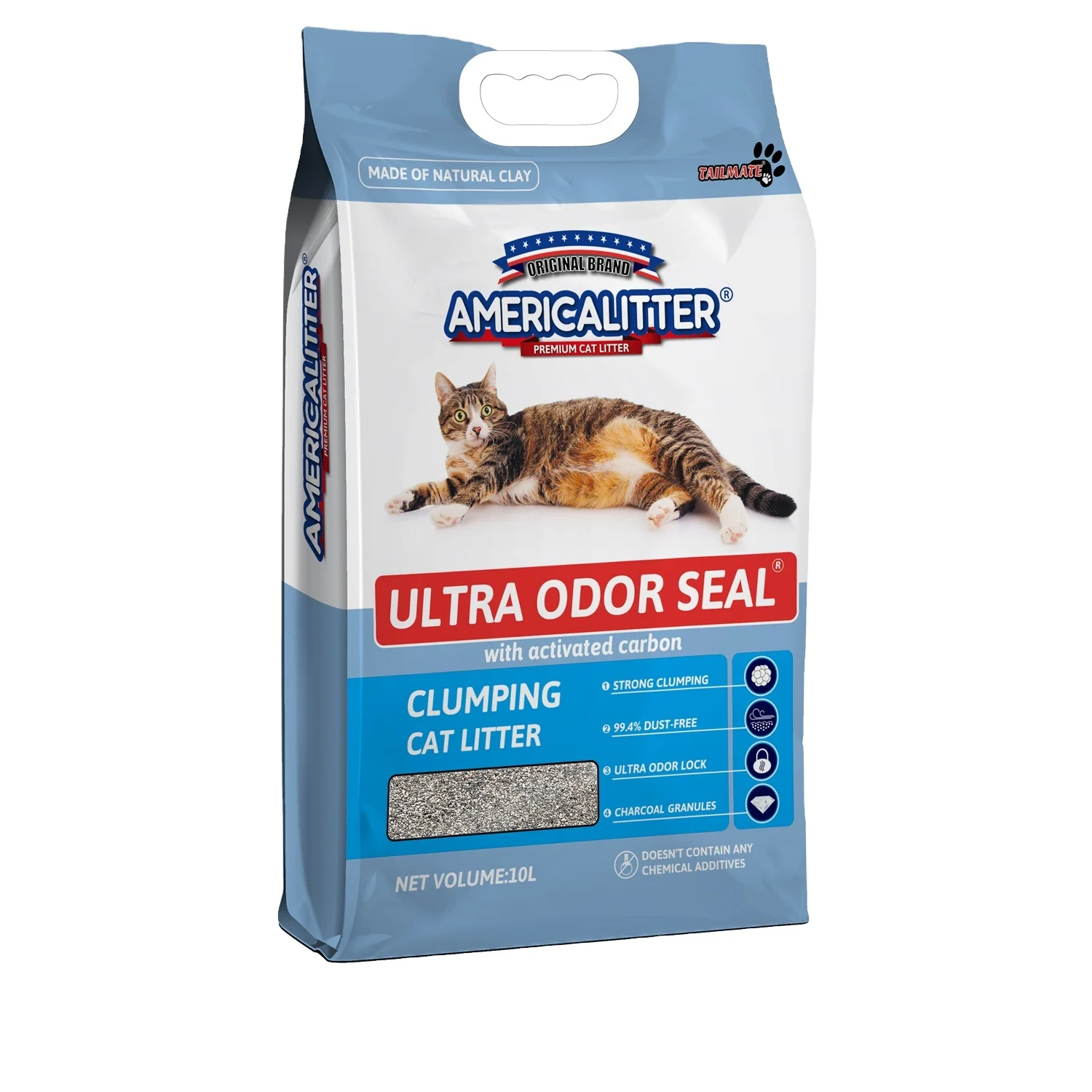 Odor Seal Best!  Americalitter Brand Clumping  Bentonite ! High Quality Cat Litter Arena Para Gatos Cat Toilet Cleaning Material