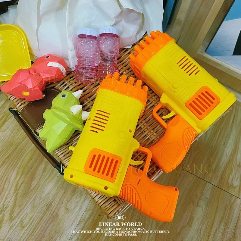 Zhengguang 39 отверстий электрический пластиковый вентилятор для мыльных пузырей игрушка детей наружный динозавр пузырьковый пистолет