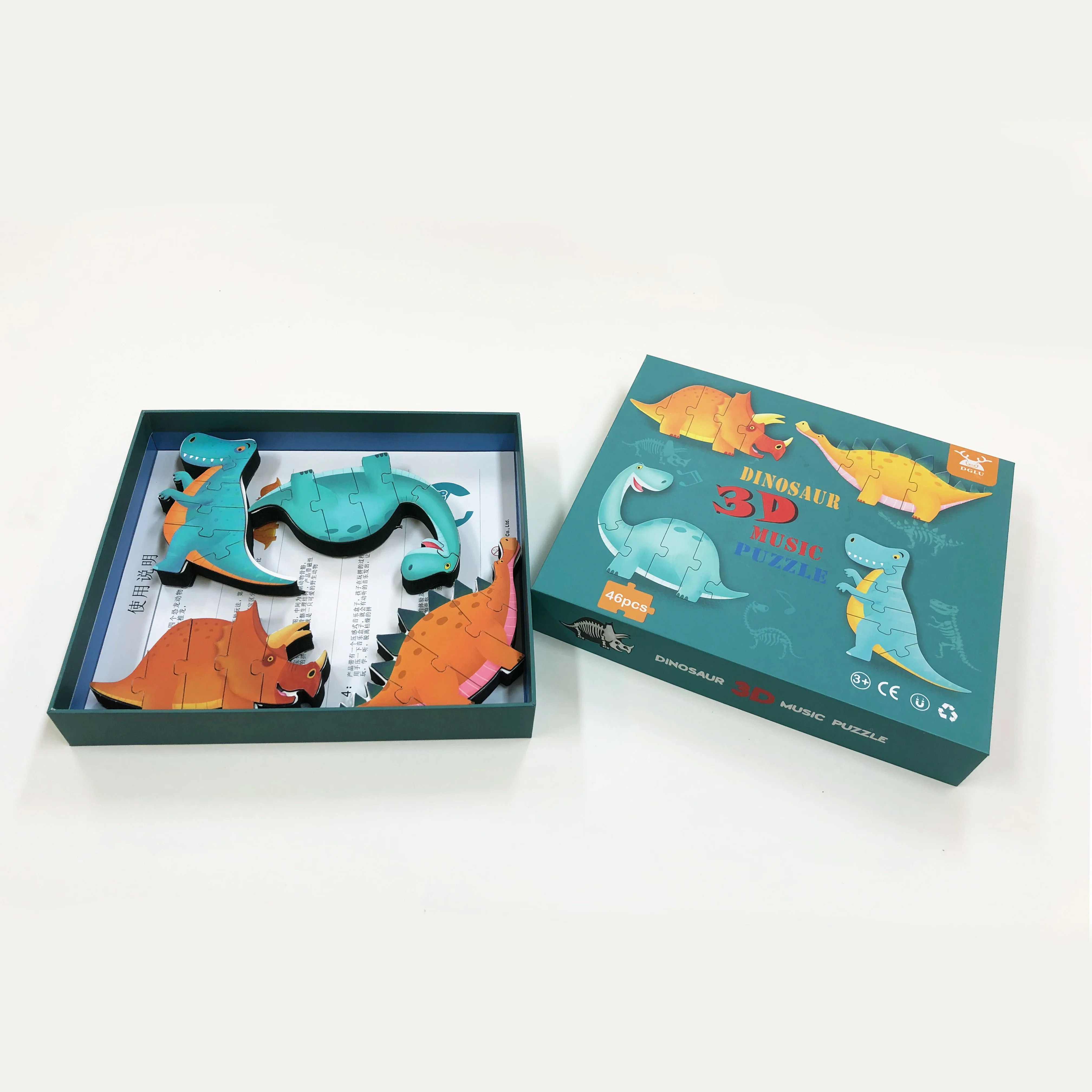Custom Puzzle 3D diy toy animal Puzzle Board Cartoon Dinosaur Jigsaw DIY puzzle kids gift Educational toy