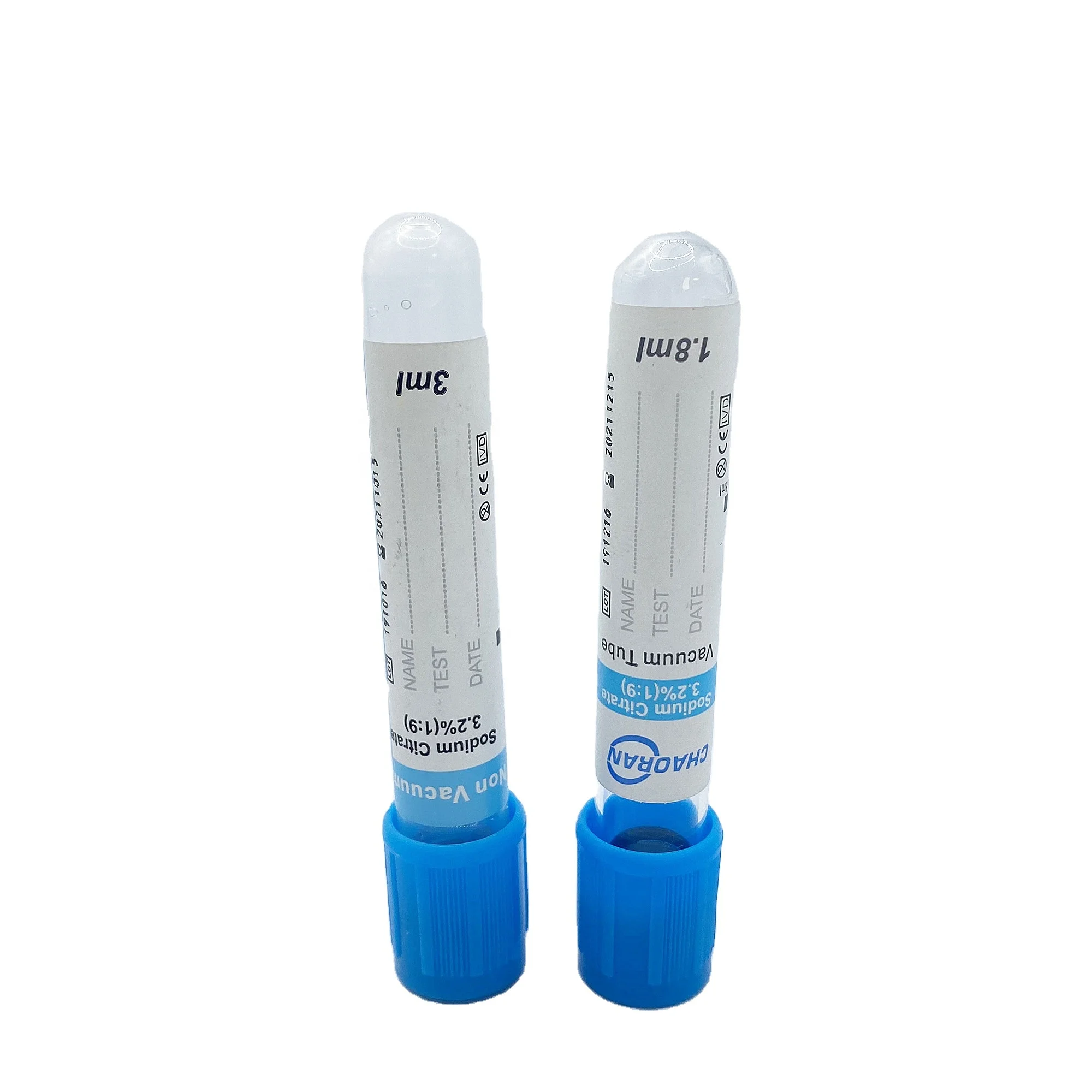 CHAORAN Medical Sterile PET Glass sodium heparin tube vacuum Blue lithium heparin tubes