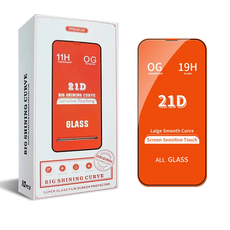 Amazon Hot Selling Full Glue 9H HD 21D Tempered Glass Mobile Phone Screen Protector For iPhone X XS XR 11 12 13 mini 14 Pro Max