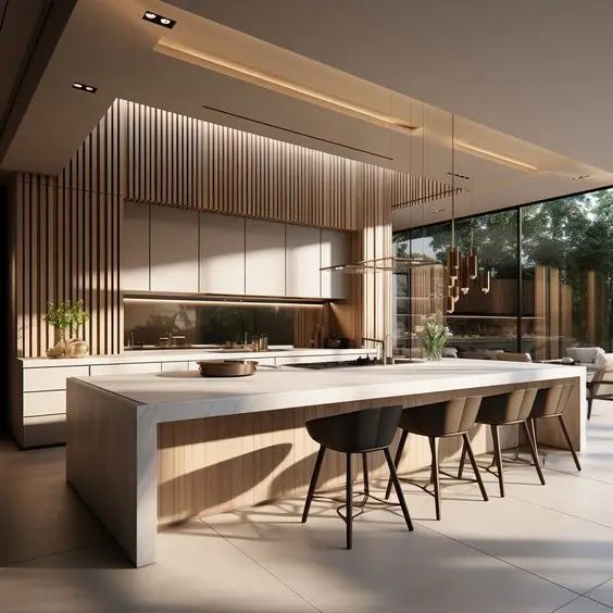 Custom Kitchen Cabinets Italian Euro Contemporary Galley Luxury Wooden Veneer Modern Kitchen Cabinets with Marble Top