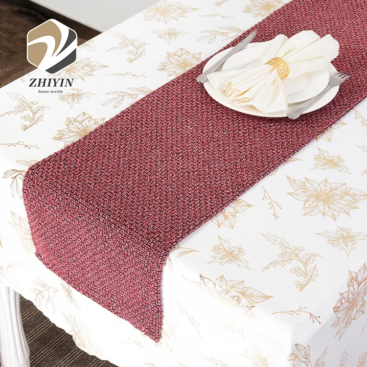  Домашний декор вязаная жаккардовая прямоугольная красная скатерть Современная