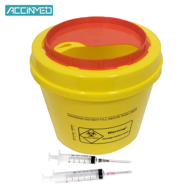 Factory Price Medical Hospital Waste Plastic Box Leak Proof Biohazard Disposal Round Sharps Container 4L