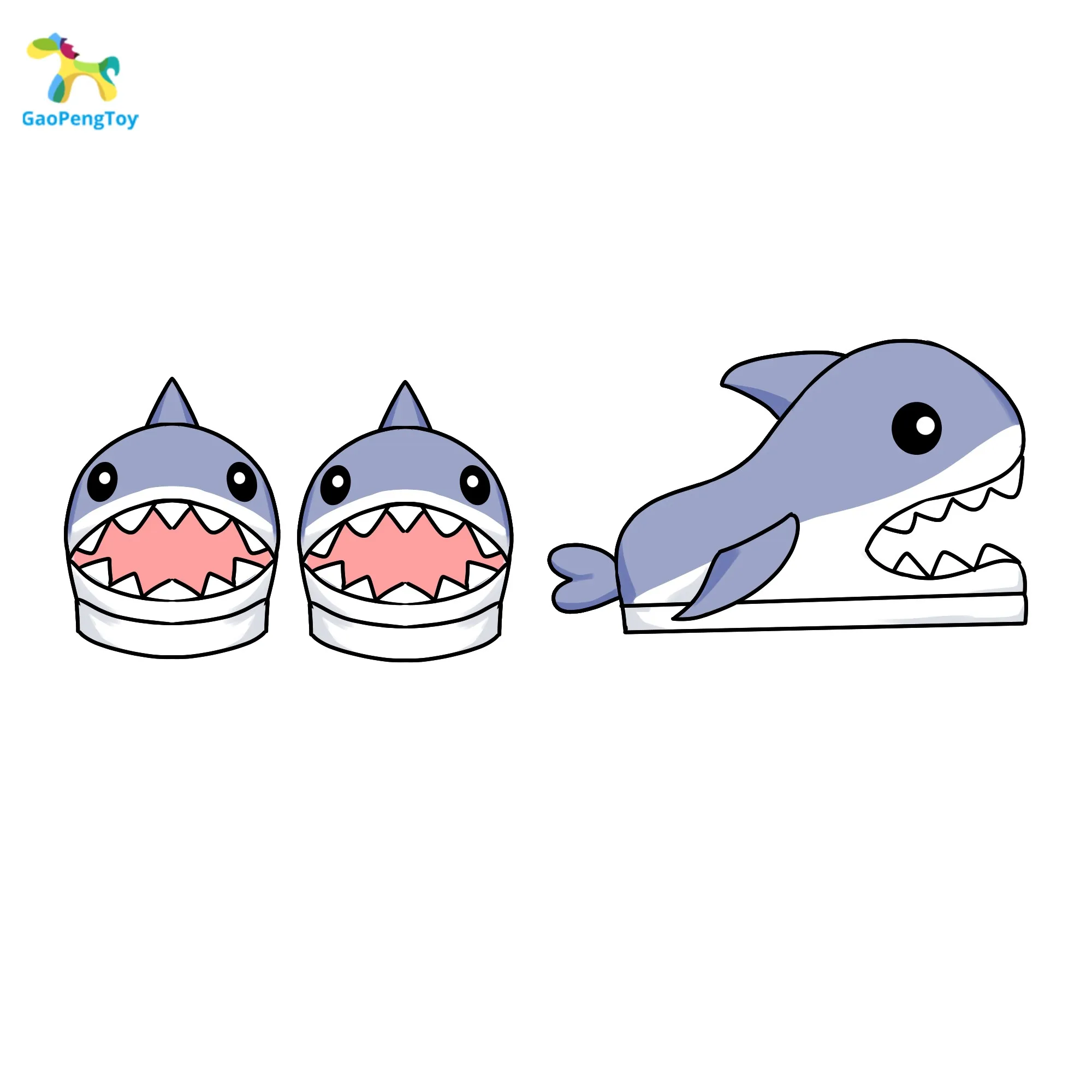 Customized plush original design shark mouth slippers cute for scene home travel office plush animal slippers