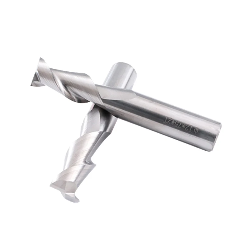 Manufacturer High Quality Hard Metal HRC 55 2 Flute Flat Bottom Metal End Mills  Aluminum Processing Milling Cutter Bit For CNC