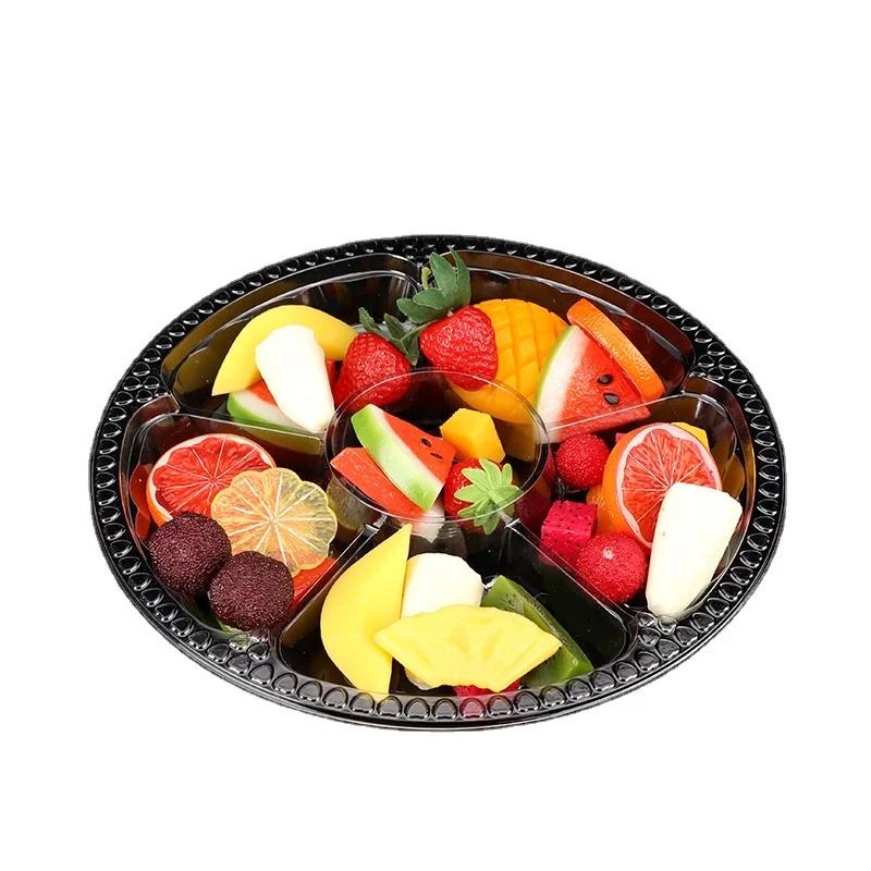 Manufacture Model-103 Plastic Food Grade PET 6 Compartments Black Tray Container Packaging Box