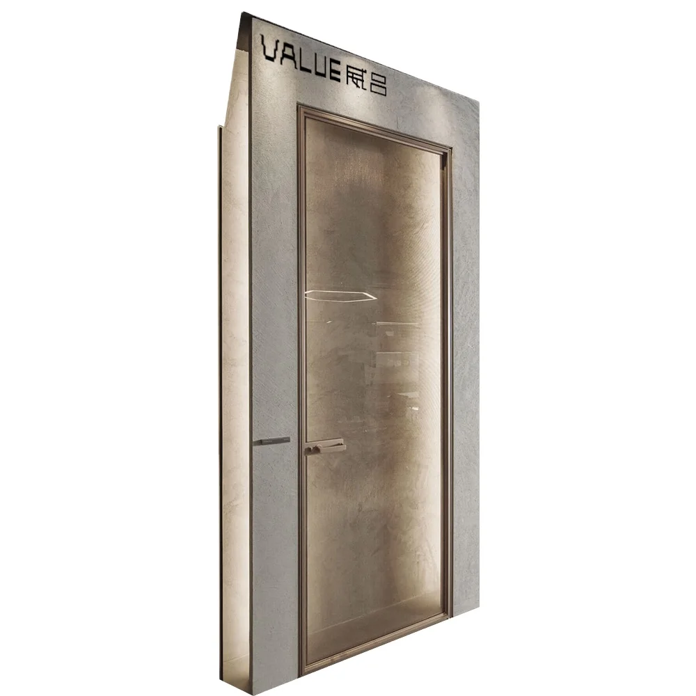 Frame Interior Flush Door Design High Guality Aluminum Frosted Glass Modern Swing Entry Doors Aluminum Alloy and Glass Finished