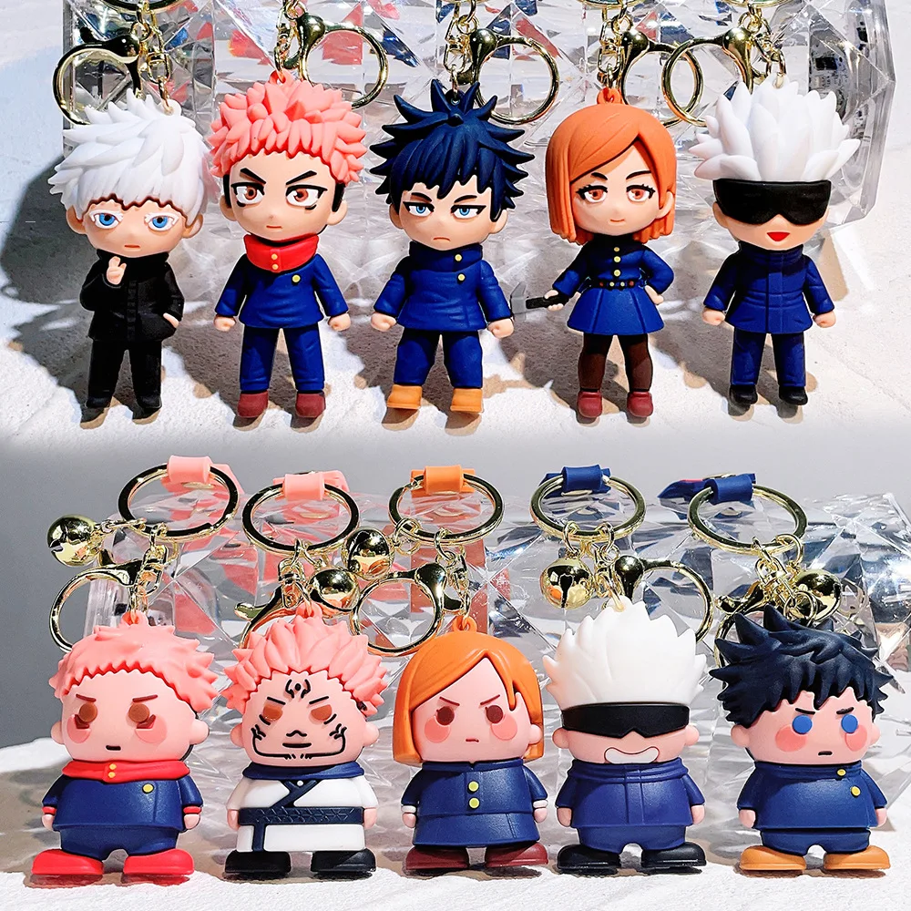 Fanhua keychain 5 Style 3d rubber Cartoon Anime Figure PVC Keychain Cute Handbag Car Keychain Pendant