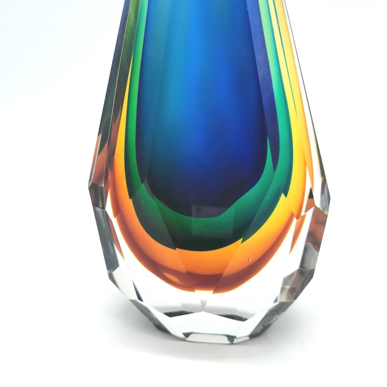 hand made murano art glass big sculpture polyhedral multidimensional drop sculpture