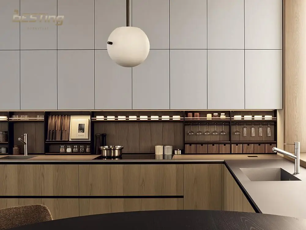 Australia modern new melamine/pvc full kitchen cabinet set sunmica designs