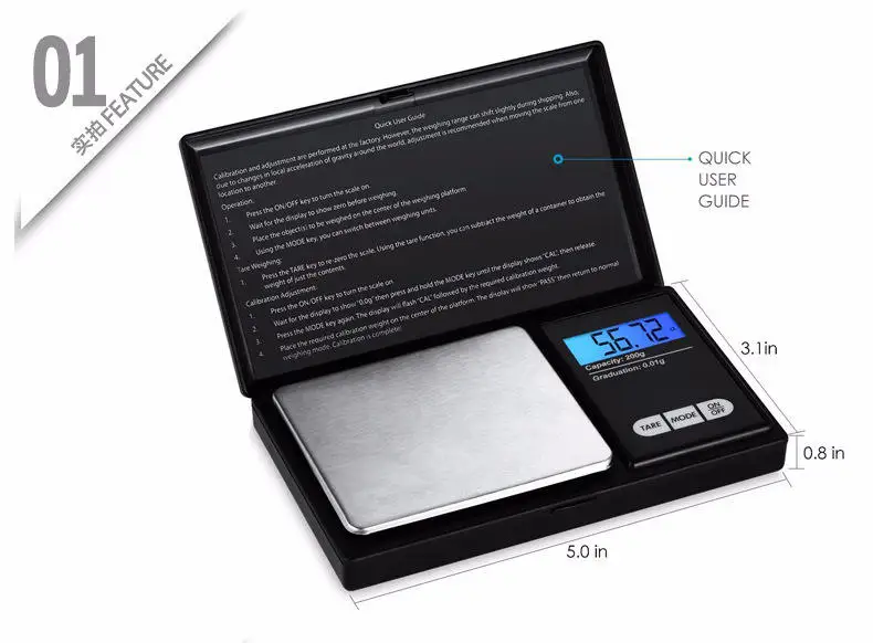 Mini Digital Portable Lightweight Jewelry Pocket Scale 0.01g Weight Gram Balance Accurate Pocket Scale