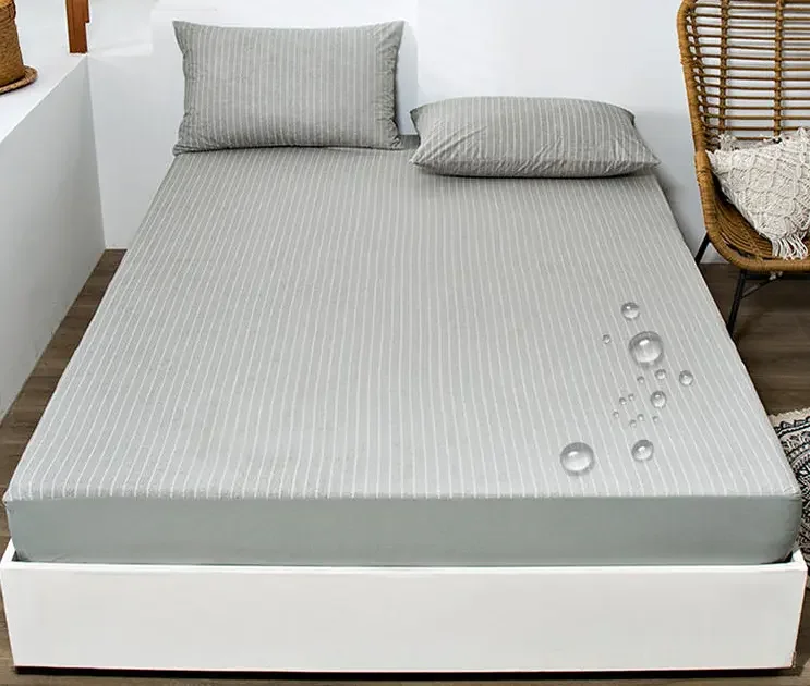 Хлопковая полосатая махровая ткань водонепроницаемый чехол для кровати односекционный чехол для кровати дышащий