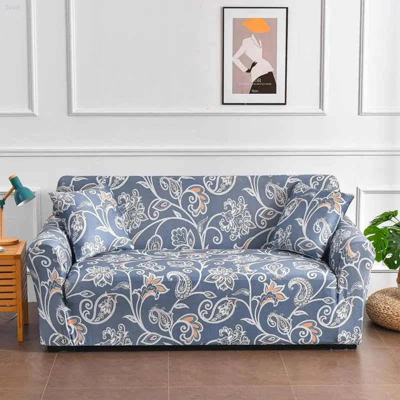 Elasticated colorful 2024 New Arrival Printed All-ing Elastic Dustproof Sofa Double-Sit Nordic Blues Stretchable Chair Cover