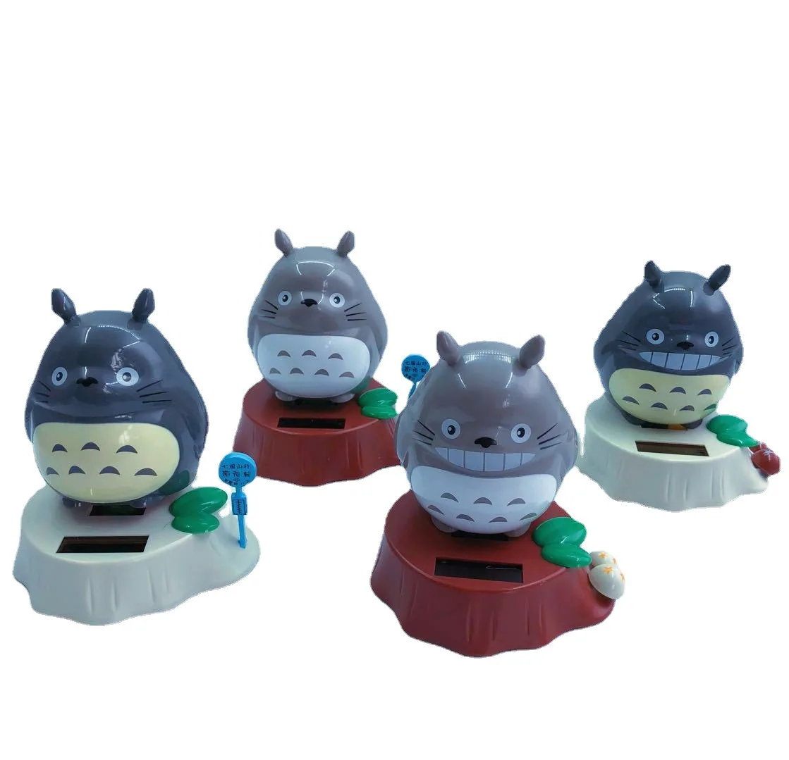 Smart Solar Sensing Rocking Toys Totoro Anime Figurine Solar Gifts PVC Plastic Handmade Decoration Ornament for Car Room Office