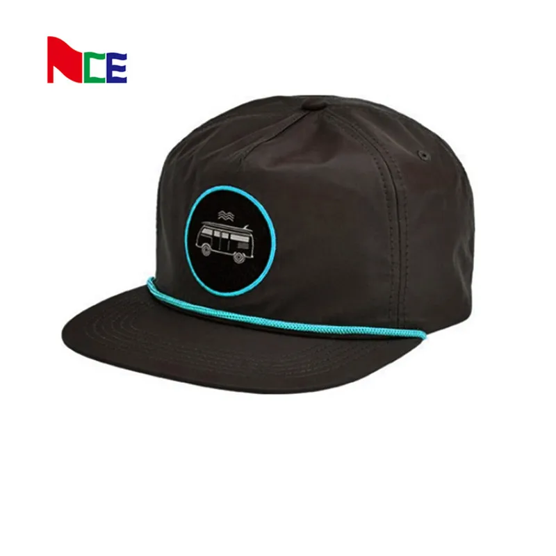 Custom unstructured plain blank rope nylon snapback cap hat
