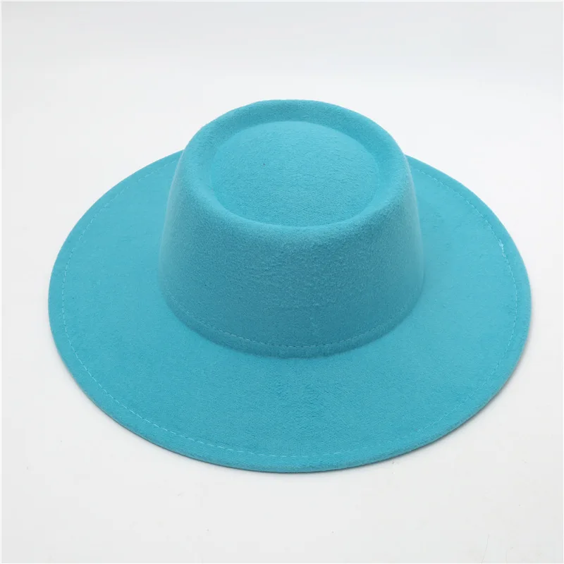 Winter Concave Top Jazz Cap Solid Color Pork Pie Hats White Wide Brim Fedora Hats Women Wholesale 2023 Felt Fedora Hats For Men