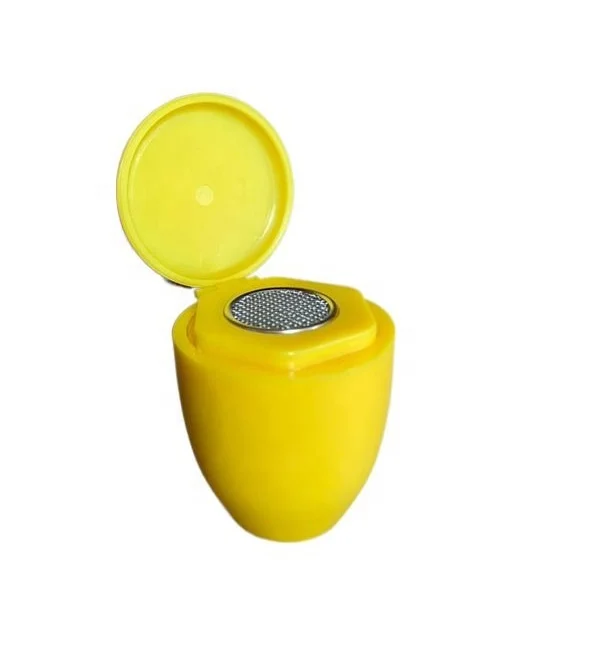 Yellow Plastic eyewash nozzle head with flip up dust proof covers