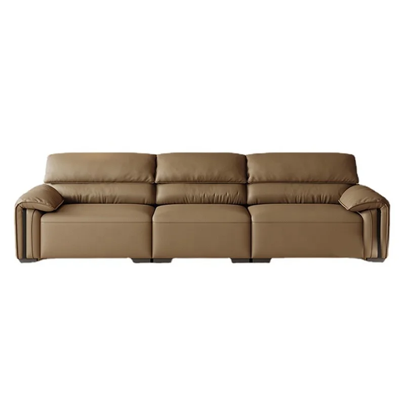 Light Luxury Minimalist Elephant Ear Leather Sofa Living Room First Layer Cowhide Small Apartment Straight Row Leather Sofa