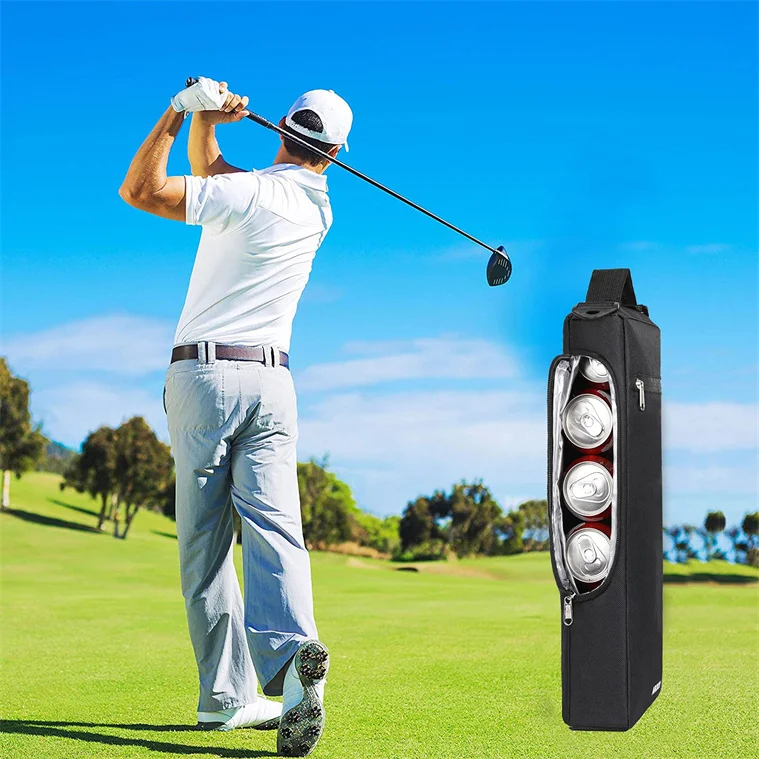 Custom Lightweight Foldable Camping Hiking Picnic Travel Insulated Neoprene Golf Sleeves Beer Can Cooler Bag With Shoulder