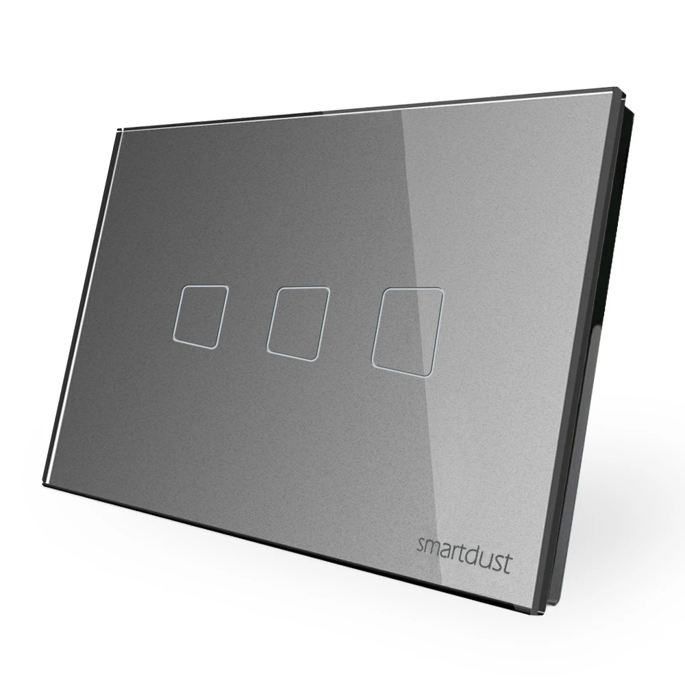 New Arrival Smartdust US White Black Gold grey zigbee & RF remote control  3 Gang 1 Way  Modern Wall Switch
