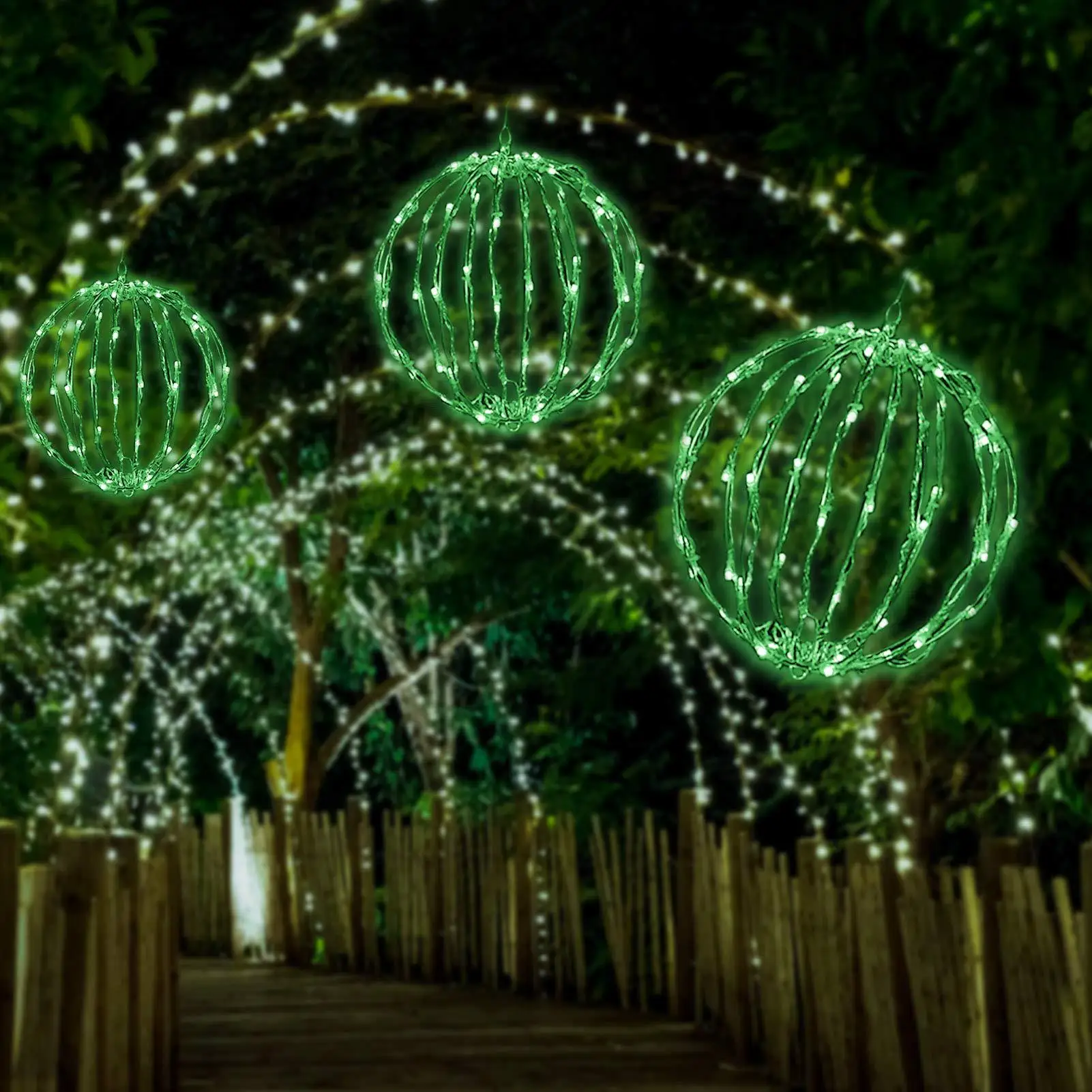 Уличное 3D украшение для улицы водонепроницаемые светодиодные рождественские фонари подвесные гигантские шары елки светодиодная 3d Сфера большой мотив