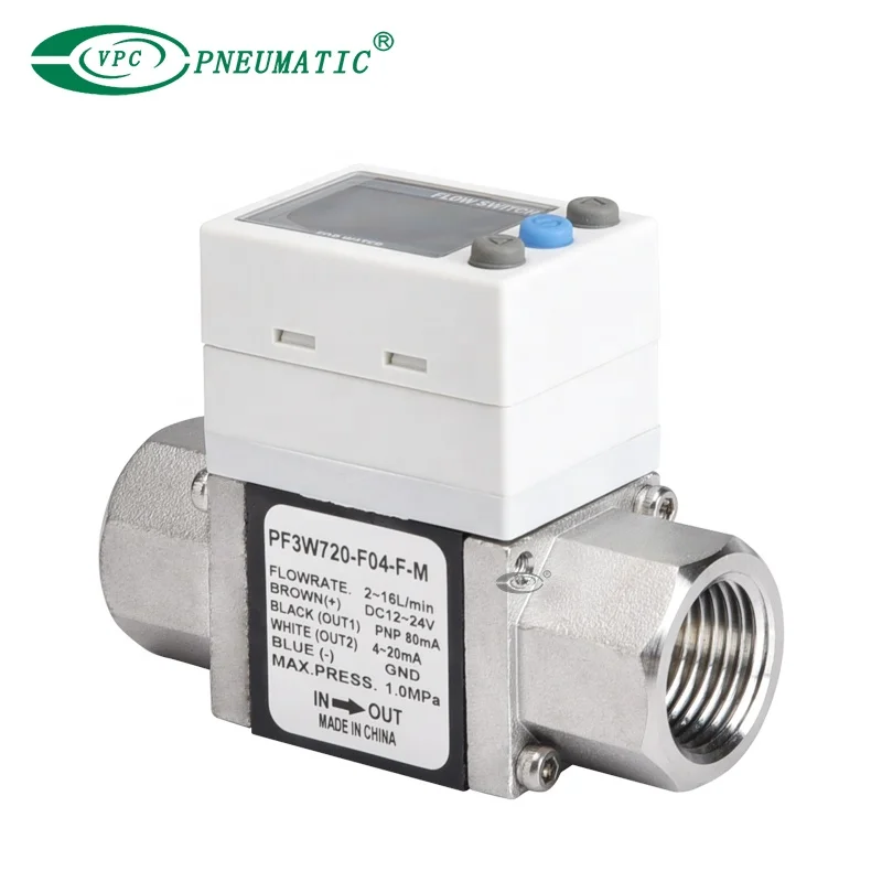 PF3W Series 3 Color Display Digital Flow Switch for Water