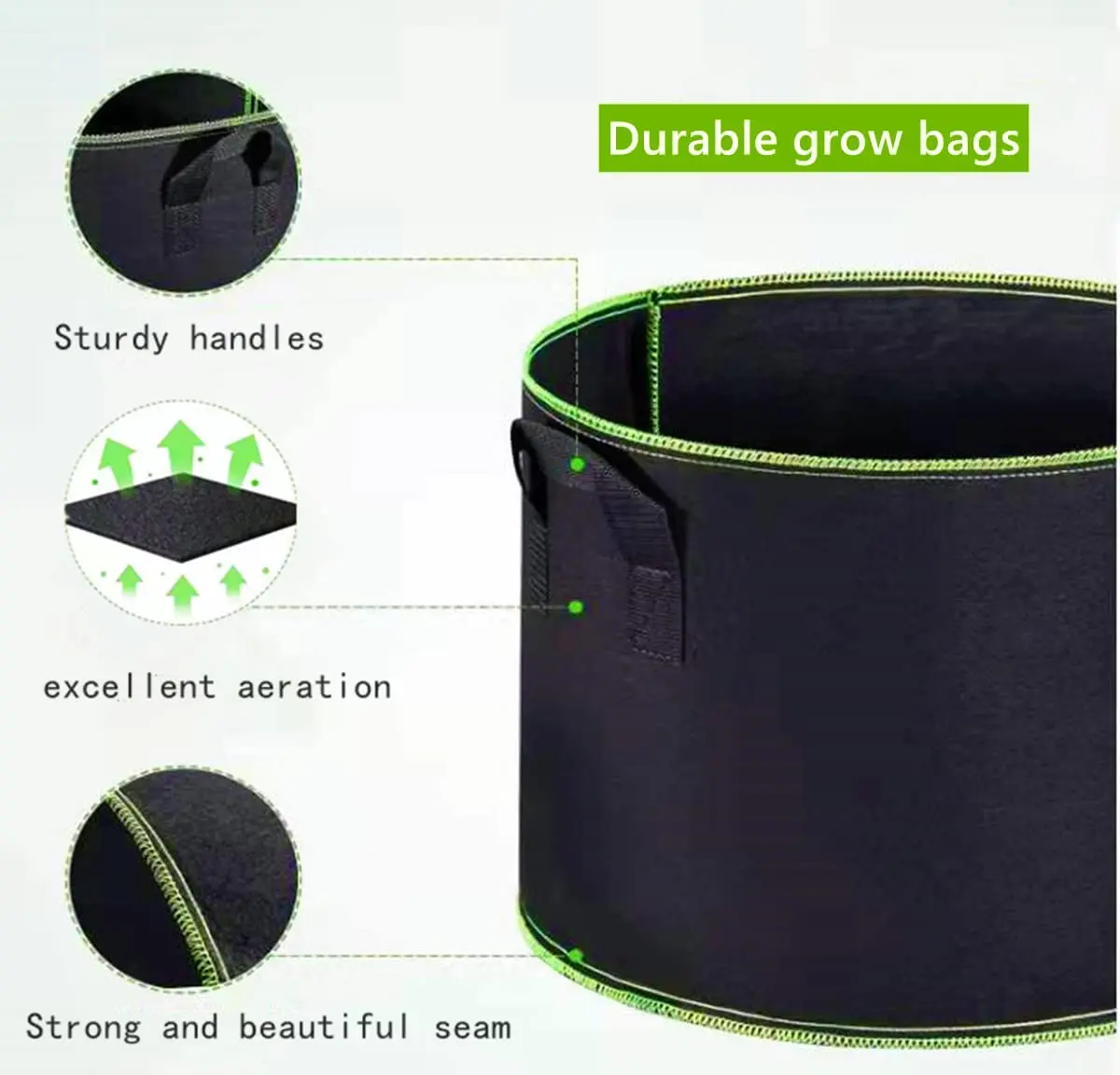 Thickened Heavy Duty Aeration Fabric Pots Non woven Fabric Root  Pots Plant Grow Bags with Handles