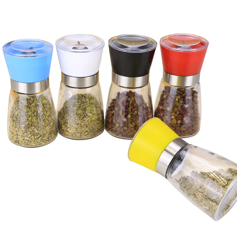 High quality salt pepper grinder set mini spice grinder spice jar glass