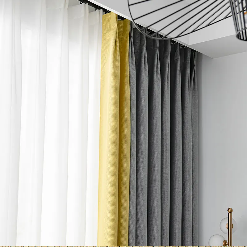 Luxury Modern Classic Stitching Rhombus Window Curtain Lemon Yellow Tile Gray Blackout Curtains For The Kid Bedroom Living Room
