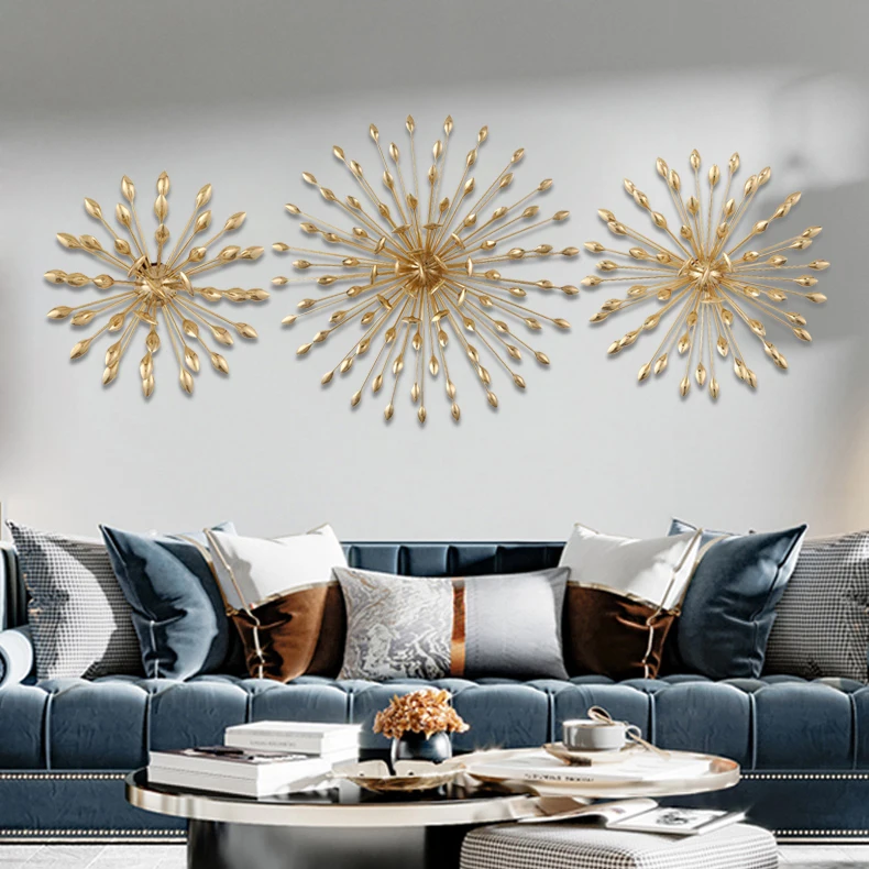 Light Luxury Decorative Bedroom Brass Home Wall Decor Art Metal Flowers Design Accessories