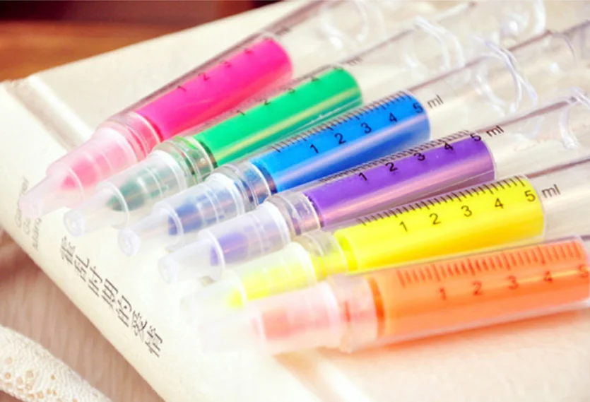 Креативный маркер-ручка в форме цветного шприца, рекламный маркер-ручка, канцелярские принадлежности для украшения дневника