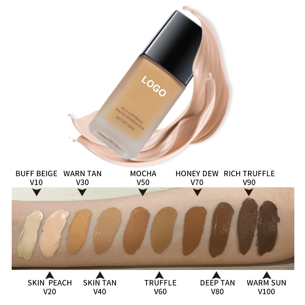 Full Coverage Matte Foundation Makeup Liquid Private Label Foundation Matte Waterproof Liquid Foundation