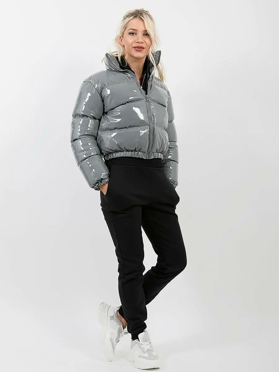 0007 2021 Pink Black Green White Full Zip up Custom LOGO Winter latex Puffer Bubble coats Puff Jacket Women