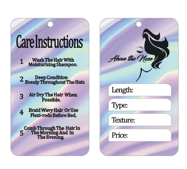 Оптовая продажа цена изготовленным на заказ логосом тег лента печать повесить тег для выдвижения человеческих волос теги