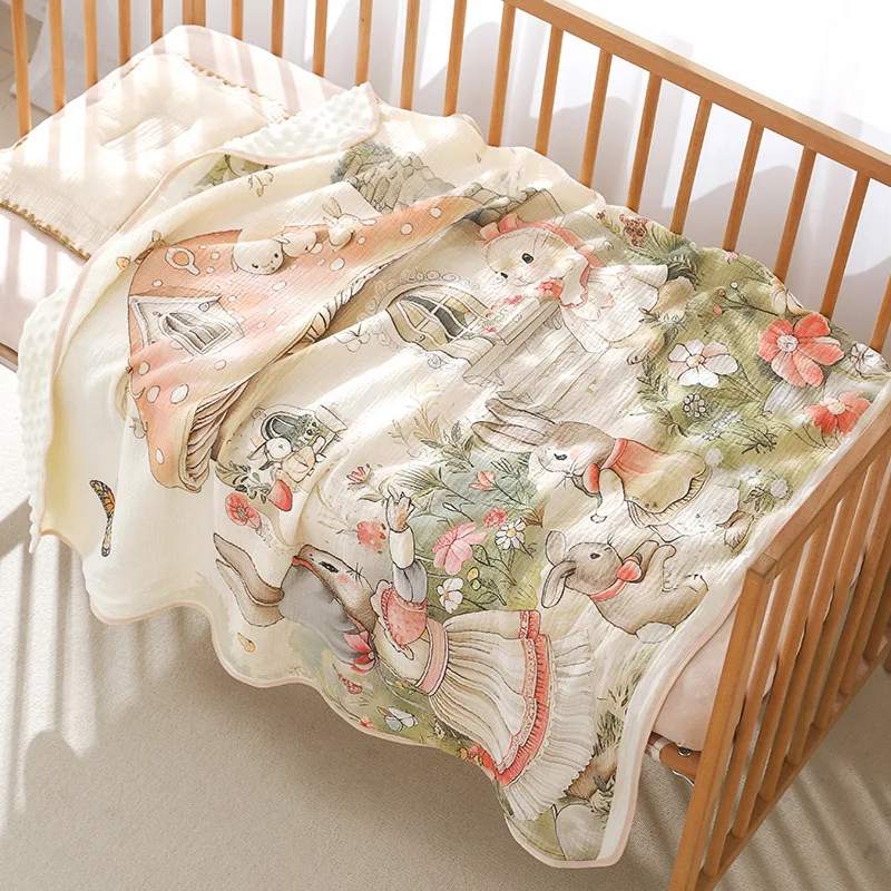 Animal bunny blue winter soft customized personalized design size gift thick blanket 100*110 gauze minky dot baby blanket
