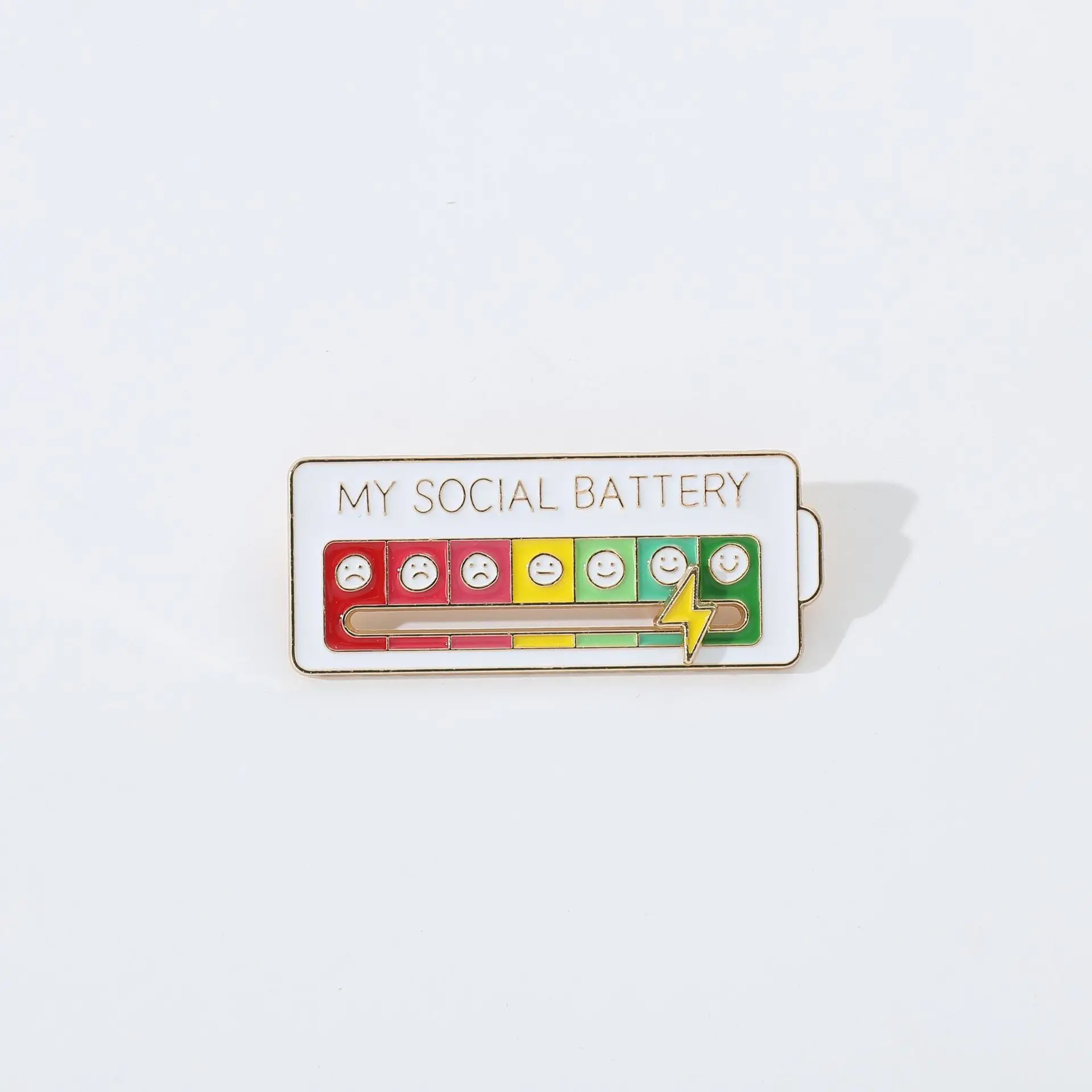 Hot Sale Wholesale Custom Logo Name Tag Badge Blank Famous my social battery Metal Lapel Pin