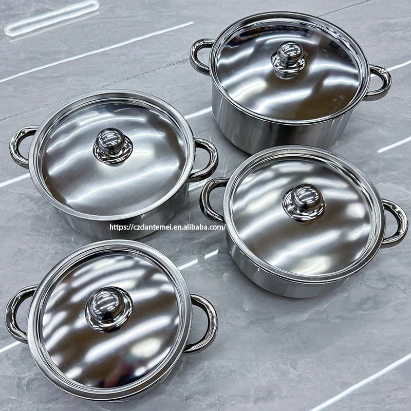 High Quality Factory 8 Pieces Kitchen Cooking Pot Set  Luxury Stainless Steel Cookware Sets