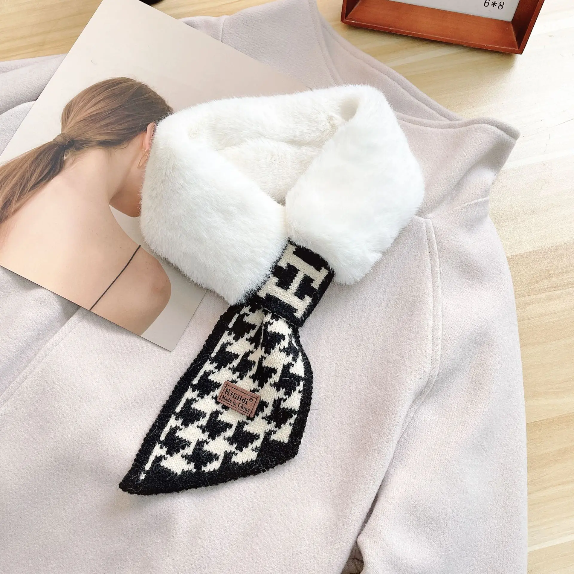 Новое поступление 2022, Модный женский зимний утолщенный плюшевый шарф с подогревом из искусственного кроличьего меха с модернизированным подогревом